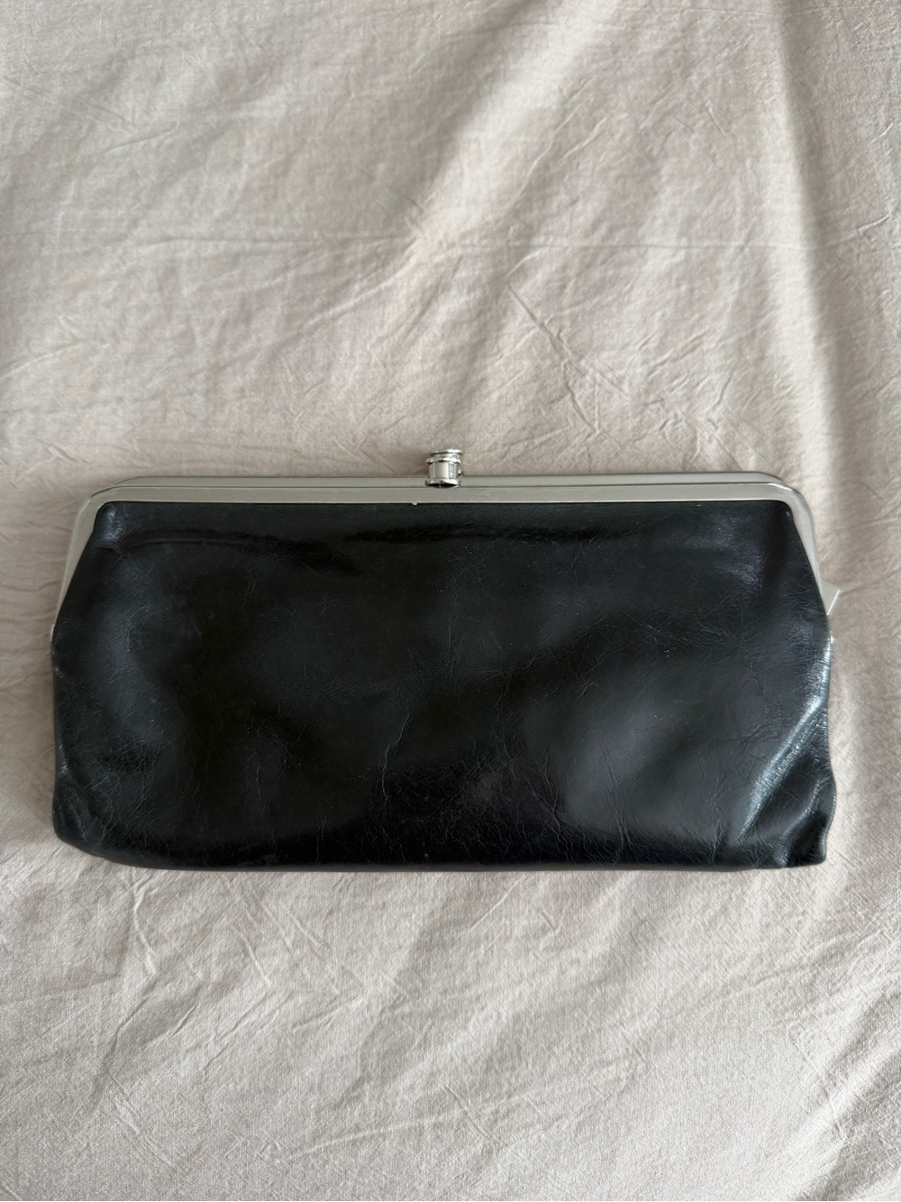 HOBO Black Leather Frame Clutch Wallet